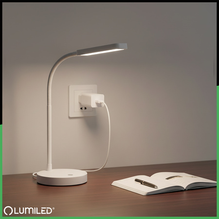 Ladegerät 1x USB 5V/1A DC Adapter Schreibtischlampe Weiß Lumiled