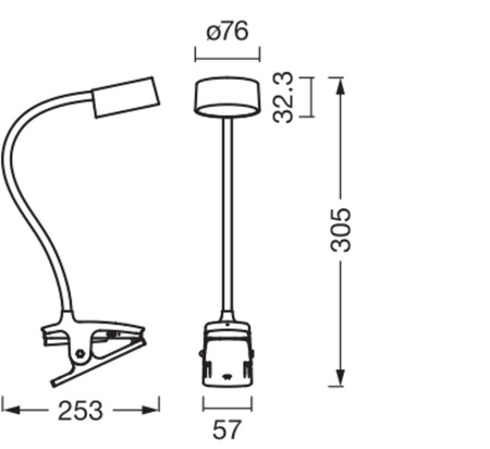 LED-Schreibtischlampe Clip Einstellbar 4.8W 221lm CCT Dimmbar Schwarz Büro Linie Ledvance