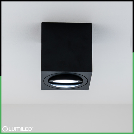 Halogen-Aufbauleuchte GU10, Aufbauspot Quadrat beweglich Schwarz AMAT-M LUMILED