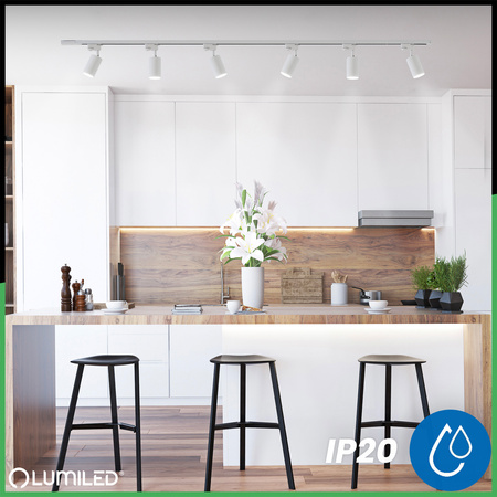 2m Stromschiene + 6x Schienenstrahler GU10 Weiß RITI LUMILED