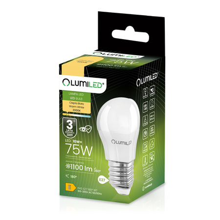 LED-Lampe E27 Ball P45 10W = 75W 1100lm 3000K Warm 180° LUMILED