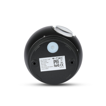 LED-Wandleuchte 6W 3000K IP65 Up/Down Round Schwarz VT-836 V-TAC