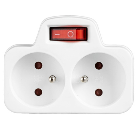 Elektrischer Netzverteiler 2x 2P+0 Dieb 2 Steckdosen mit Erde + Schalter VAYOX