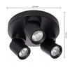 TIMO Decken-/Wandleuchte Wandleuchte Reflektor bewegliche Halogenleuchte 3 xGU10 schwarz rund LVT