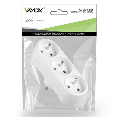 Elektrischer Netzverteiler 3x 2P+0 Dieb 3 Steckdosen mit Erdung VAYOX