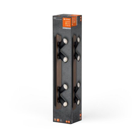 LED-Decken-Wandleuchte LED-Reflektor 4-Punkt Dekoratives Holz 13.6W GU10 Schwarz LEDVANCE
