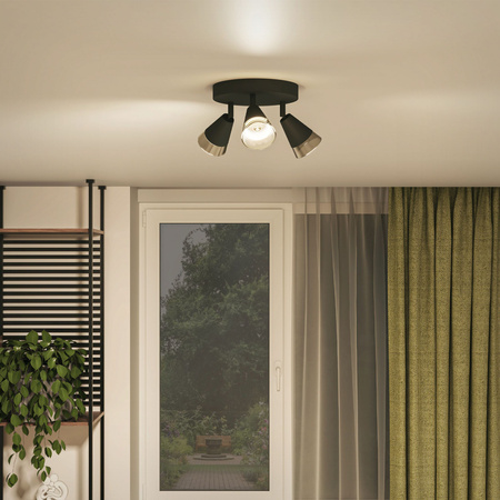 Reflektor-Deckenleuchte Aufbauleuchte Plafond 3x GU10 Schwarz Cleft Philips