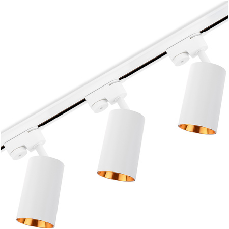 1.5m Stromschiene + 3x Schienenstrahler GU10 Weiß-Gold SAGI LUMILED