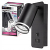 GU10 RING Wandleuchte mit USB und Schalter schwarz