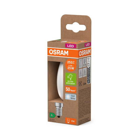 LED-Lampe B35 Kerze E14 1.2W = 25W 255lm 4000K Neutral 330° 213lm/W CLASSIC ENERGY EFFICIENCY Osram