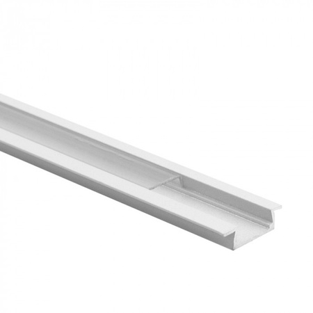 LED-Einbauprofil aus Aluminium Weiß 1m mit Diffusor Klar für LED-Streifen + Kappen Serie P Ecolight
