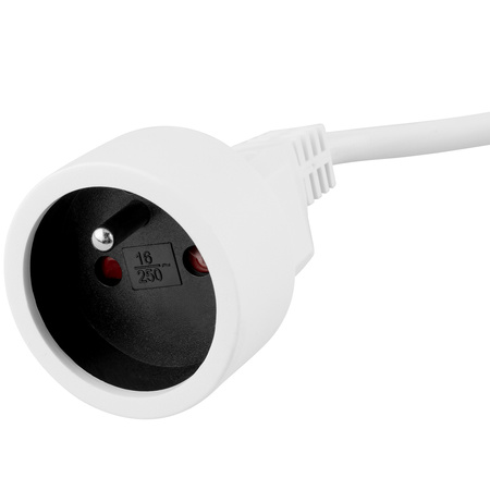 Netzverlängerungskabel geerdete Steckdosenleiste 1 Steckdose 5m weißes Kabel Lendo Lumiled