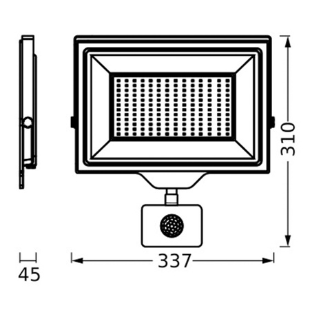 LED-Flutlicht Außenfluter 150W 15000lm 4000K 110° Schwarz IP44 mit Bewegungs- und Dämmerungssensor Essentials Flutlicht Sensor Osram