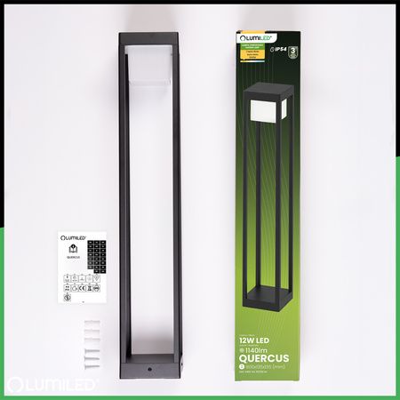 LED 12W 3000K 80cm Schwarz QUERCUS LUMILED Outdoor Standing Post Gartenlampe