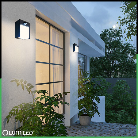 Garten Wandleuchte LED Außenwandleuchte PIR IP54 12W 3000K RUBUS LUMILED