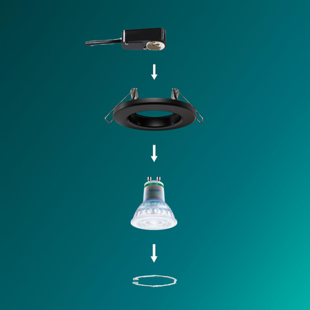 3x LED GU10 Unterputzmontage Aluminium Rund Schwarz Peridot Philips