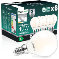 6x LED-Lampe E14 Kugel P45 2.2W 470lm = 40W 4000K neutralweiß 360° Filament Energieklasse A LUMILED