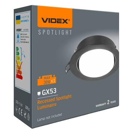 Unterputzmontage GX53 LED Schwarz Videx