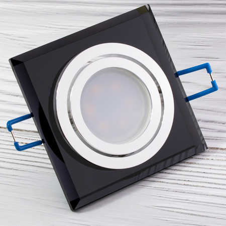 Glas-Einbaustrahler GU10, MR16 Einbauspot HALOGEN Quadrat beweglich Schwarz ARIAN LUMILED