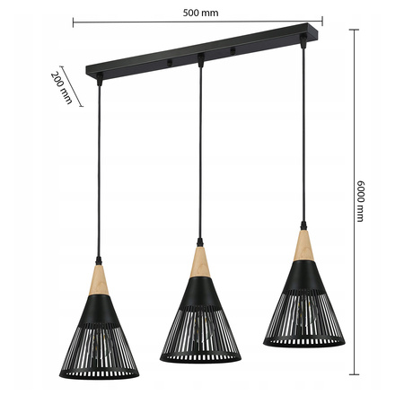 Masterled Deckenleuchte 3x E27 Schwarz Braun Hira Pendelleuchte