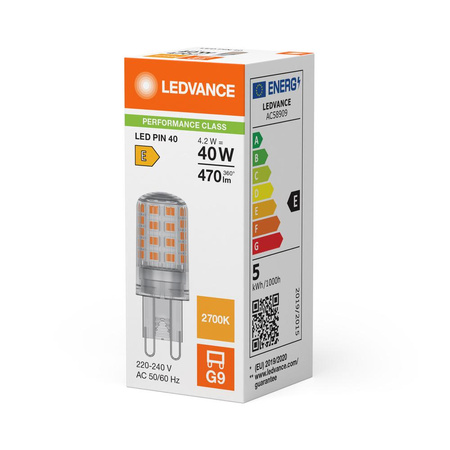 LED-Kapsel-Glühbirne G9 4.2W = 40W 470lm 2700K Warm 300° Ledvance