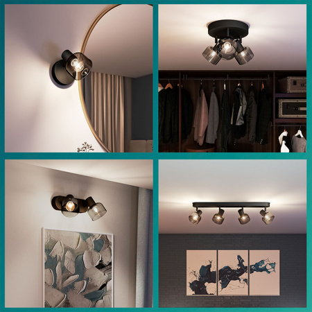 Reflektor-Deckenleuchte 3x E14 Schwarz Sleet Philips