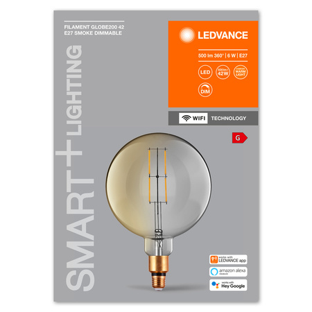 E27 G200 LED Leuchtmittel 6W = 42W 2500K Warm 500lm 320° LEDVANCE SMART+ WIFI Filament Dimmbar