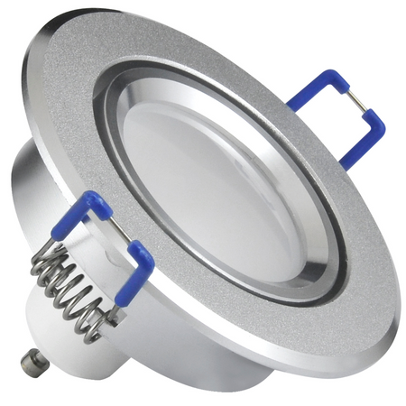 SUN OLAL Deckeneinbauleuchte silber sandgestrahltes Aluminium GOLDLUX (Polux) + LED GU10 3,5W