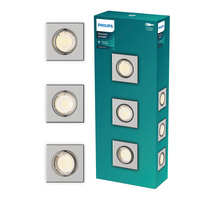 3x LED GU10 Einbauleuchte Aluminium Quadratisch Nickel Peridot Philips