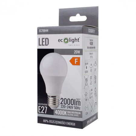 LED-Lampe A60 E27 20W 1800lm 4000K neutralweiß Ecolight