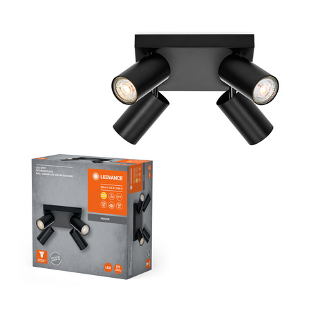 LED Quadratischer Reflektor 4-Punkt Dimmbar 13.6W GU10 Schwarz LEDVANCE Deckenleuchte