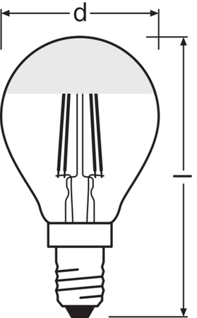 LED-Lampe P45 Ball E14 4W = 31W 350lm 2700K Warm 300° Silber Retrofit Glühfaden CLASSIC Osram
