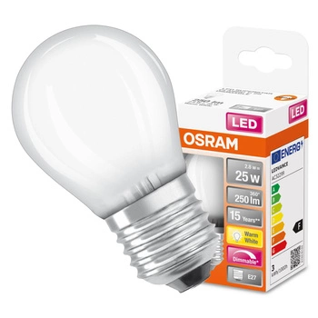 LED-Lampe E27 P45 2.8W = 25W 250lm 2700K Warm 320° Glühfaden Dimmbar OSRAM SUPER STAR