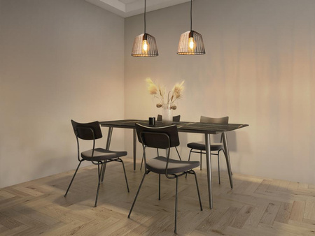 Dekorative Decke Pendelleuchte E27 Überhang Schwarz Braun Rattan Dekor Ledvance