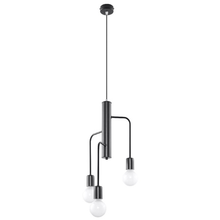 DUOMO 3M 3xE27 LED Hängedecke Lampe Kronleuchter Schwarz SOLLUX