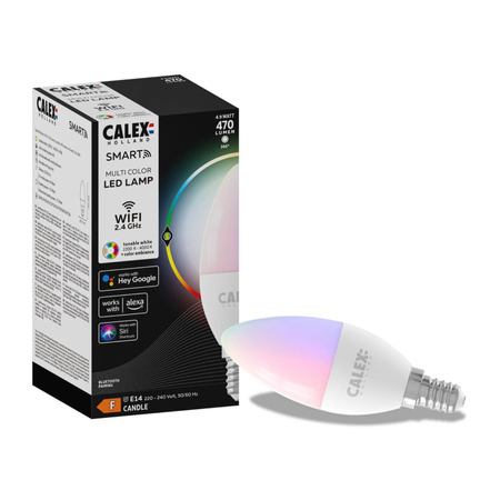 E14 SMART WiFi LED-Kerzenlampe 4,9W 470lm RGB + CCT TUYA CALEX