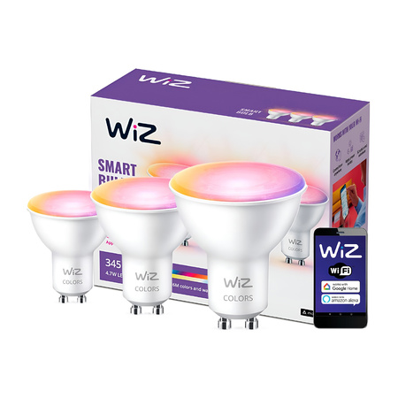 3x LED-Lampe GU10 4.7W = 50W 2200-6500K + RGB SMART WiFi WiZ