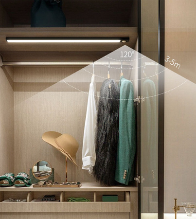 LED-Unterschrankleuchte Möbelleiste 1W 4500K 20cm mit Bewegungsmelder Schwarz