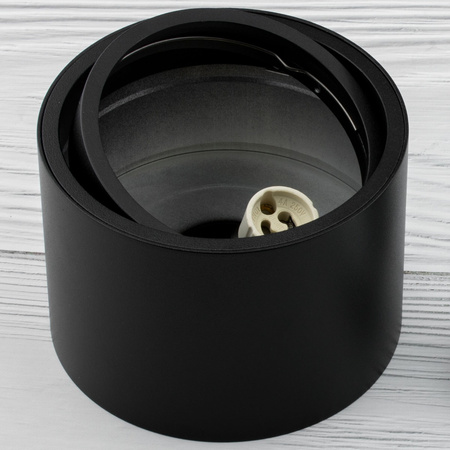 Halogen-Aufbauleuchte GU10, AR111 Aufbauspot 100mm beweglich Runde Tube Schwarz TELES LUMILED