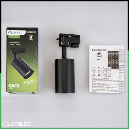 1-Phasen Strahler GU10, Schieneinstrahler Schwarz SAGI LUMILED