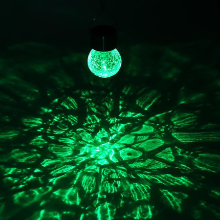 LED-Solar-Gartenlampe hängende LED-RGB-KUGEL Glas schwarz Cracked-Glas-Effekt