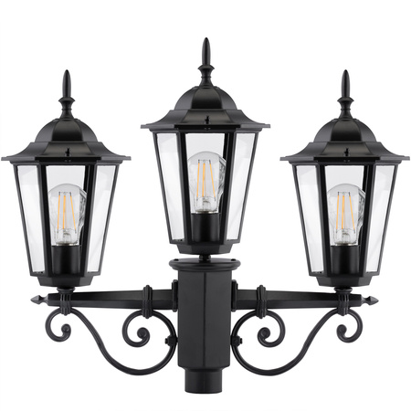 Gartenleuchte 3x E27, Gartenlaterne 2m Schwarz BELLIS LUMILED