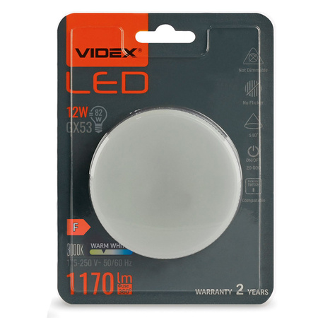 LED Lampen GX53 Reflektor 12W = 82W 1170lm 3000K Warm 140° Videx