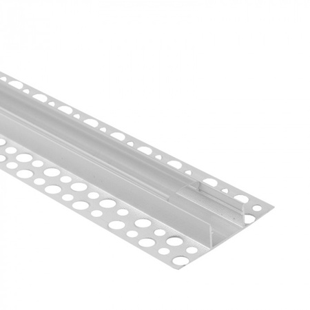 Aluminium-LED-Profil für Gipskartonplatten REGIPS breit unter Fliese Weiß 2m mit transparentem Diffusor für LED-Streifen + Endkappen Serie GNS Ecolight