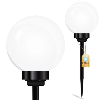 Solar-LED-Lampe, Solar Gartenleuchte IP44 6500K 20cm Kugelleuchte Weiße ATRIS LUMILED