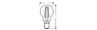 LED-Lampe P45 Ball B15d 4W = 40W 470lm 2700K Warm 300° Retrofit Glühfaden CLASSIC Osram