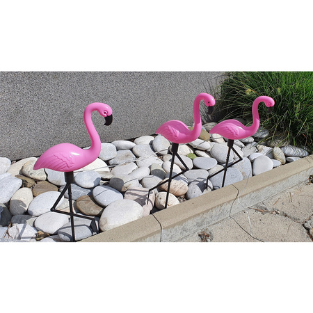 3x LED SOLAR betriebene Gartenlampe Flamingos 54cm