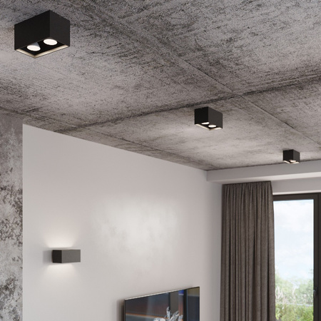 Anbauleuchte QUAD MAXI 2xGU10 Rechteckig Minimalistisch Schwarz SOLLUX