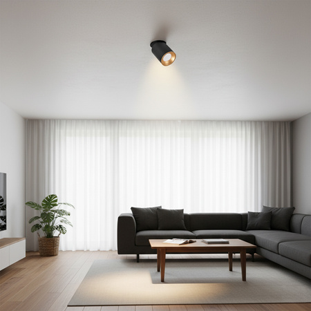 Deckeneinbauleuchte HARON GU10 Tuba Spot Moving Round Schwarz und Gold GOLDLUX