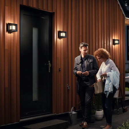 LED-Gartenleuchte Wandleuchte PARTERRE myGarden 8W 2700K IP44 Cube Schwarz PHILIPS